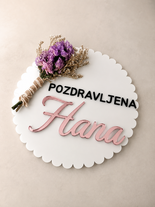 Oznanitvena ploščica “Pozdravljen svet s šopkom”