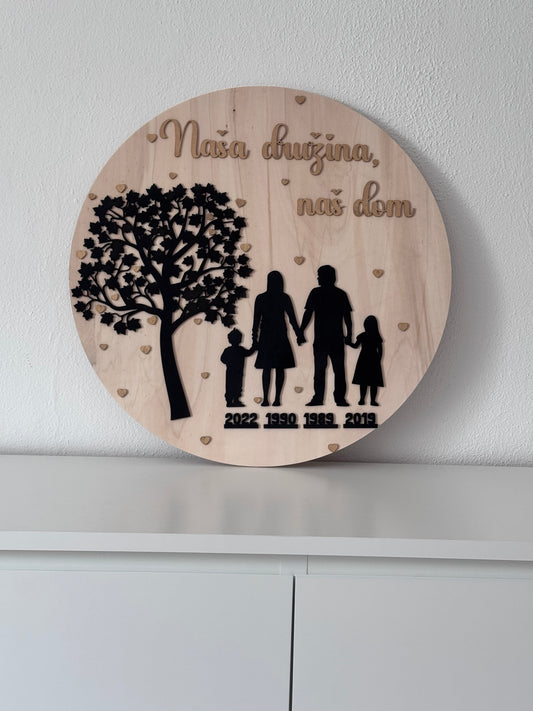 Stenska dekoracija "Naša družina, naš dom"